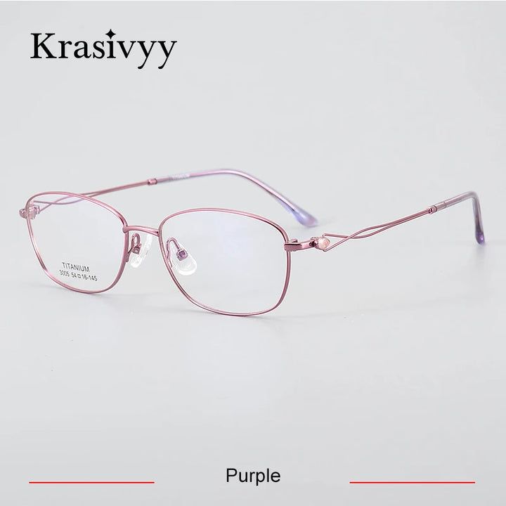 Krasivyy Women's Full Rim Oval SquareTitanium Eyeglasses 443005 Full Rim Krasivyy Purple CN 