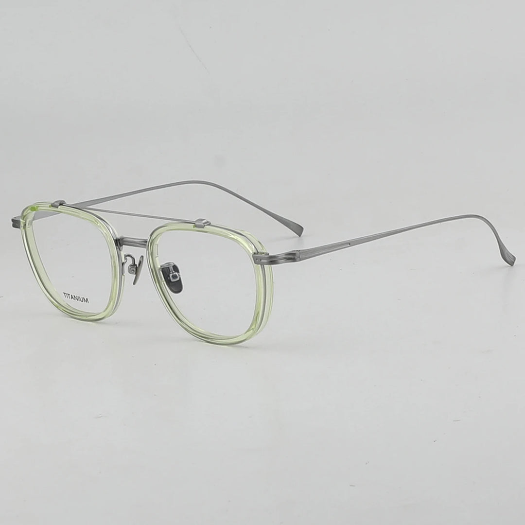 Aror Unisex Full Rim Square Double Bridge Titanium Acetate Eyeglasses 10197