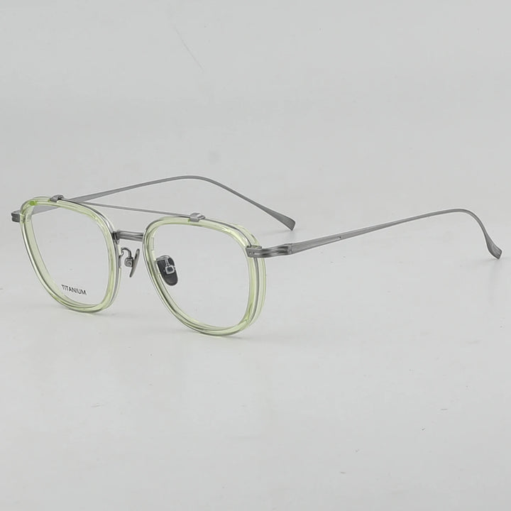 Aror Unisex Full Rim Square Double Bridge Titanium Acetate Eyeglasses 10197
