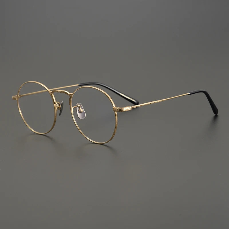 Aimee Unisex Full Rim Round Titanium Eyeglasses 1282 Full Rim Aimee Golden  