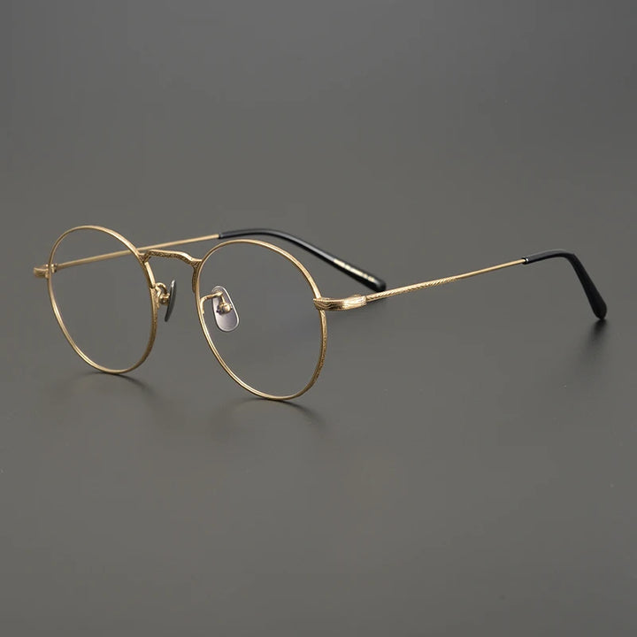 Aimee Unisex Full Rim Round Titanium Eyeglasses 1282 Full Rim Aimee Golden  