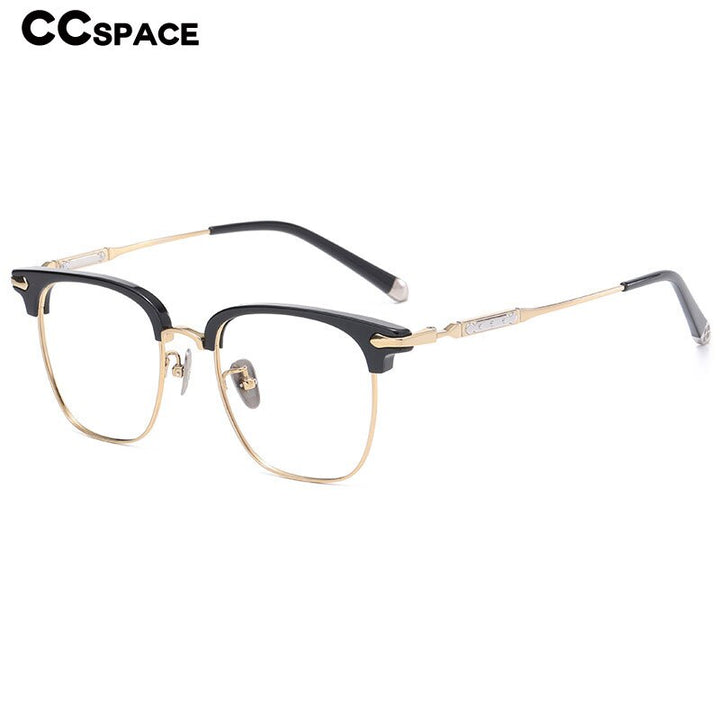 CCspace Unisex Full Rim Square Titanium Alloy Eyeglasses 56404 Full Rim CCspace   