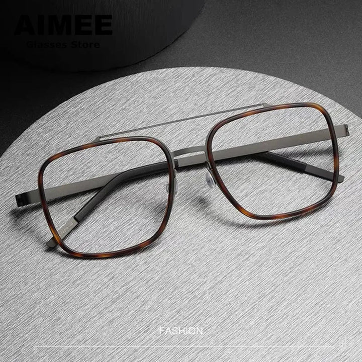 Aimee Unisex Full Rim Square Double Bridge Titanium Acetate Eyeglasses 9911 Full Rim Aimee   