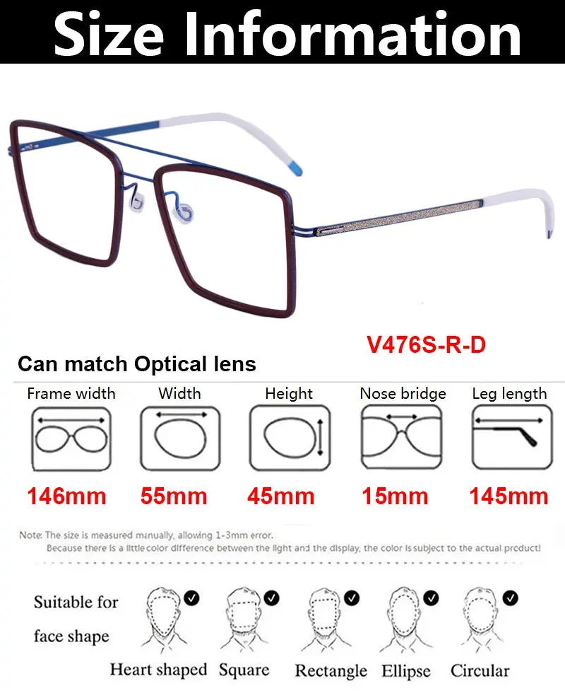 Bobbie 476456 Men’s Full Rim Square Double Bridge Titanium Frames — view 2 | Bobbie at FuzWeb