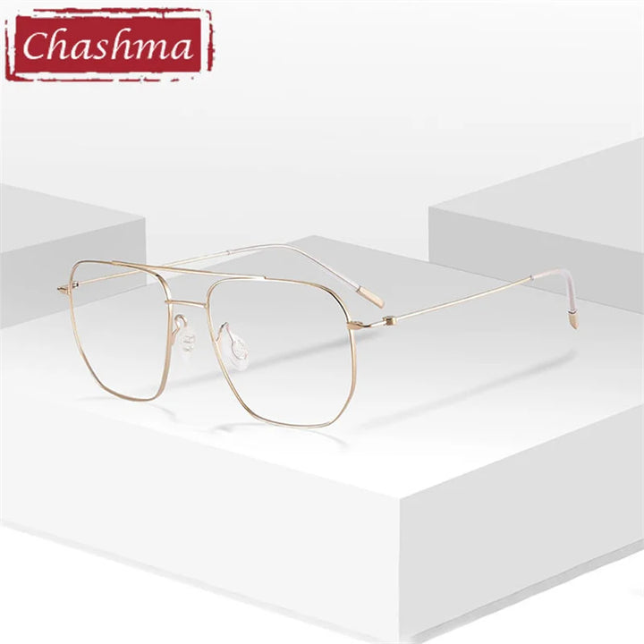 Chashma Ottica Men's Full Rim Square Double Bridge Titanium Eyeglasses 7248 Full Rim Chashma Ottica   