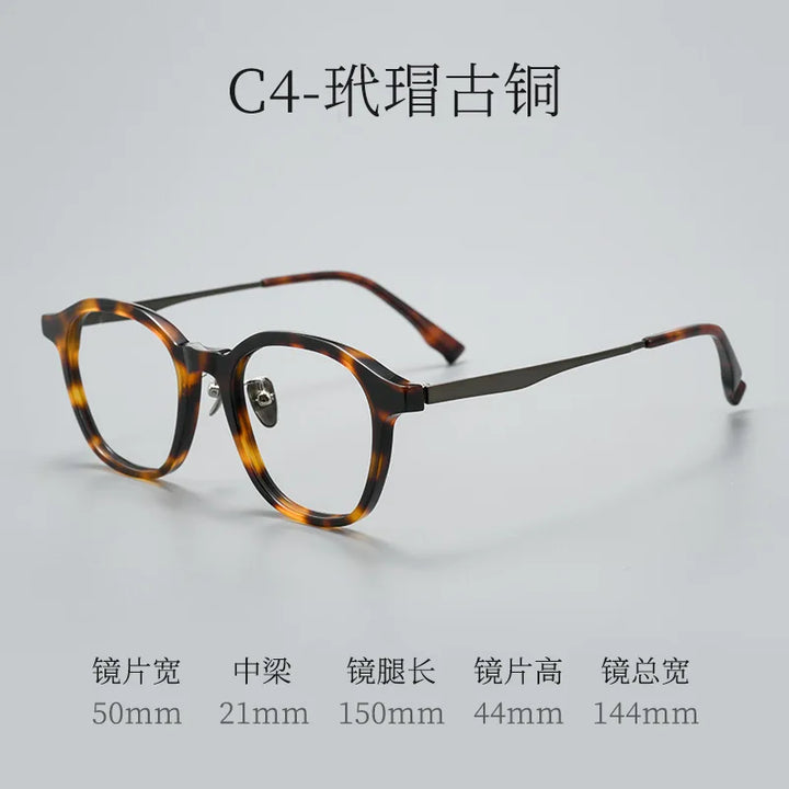 Bclear Unisex Full Rim Round Square Acetate Titanium Eyeglasses 633576