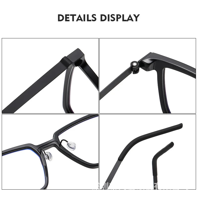 Black Mask Unisex Full Rim Big Square Titanium Acetate Eyeglasses D844 Full Rim Black Mask   