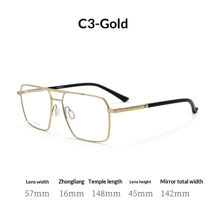 Aror Full Rim 838600 Men’s Double Bridge Steel Square Frames FuzWeb