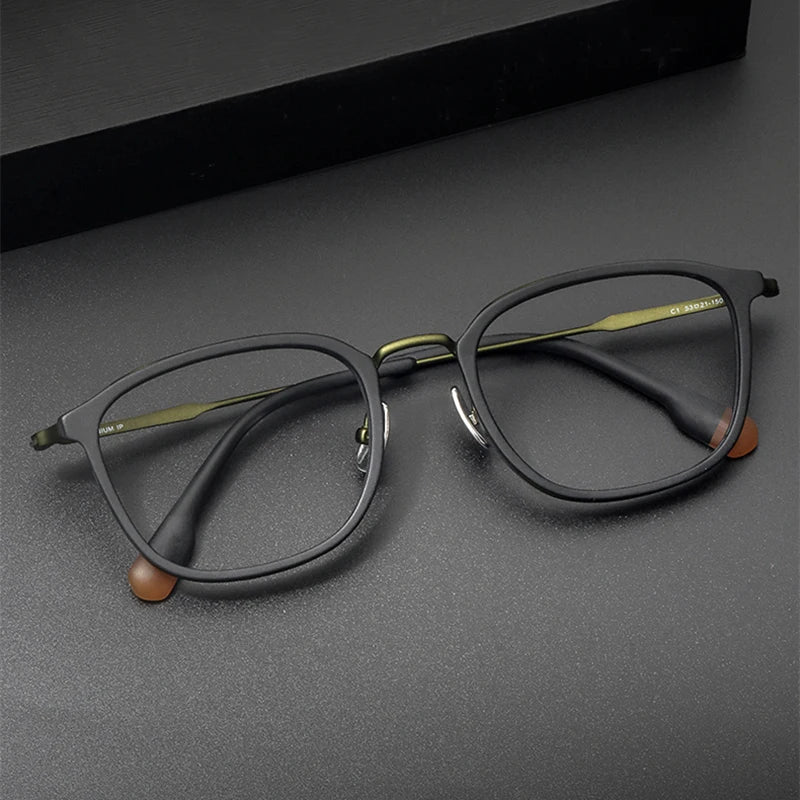 Black Mask Men's Full Rim Square Titanium Acetate Eyeglasses 366808