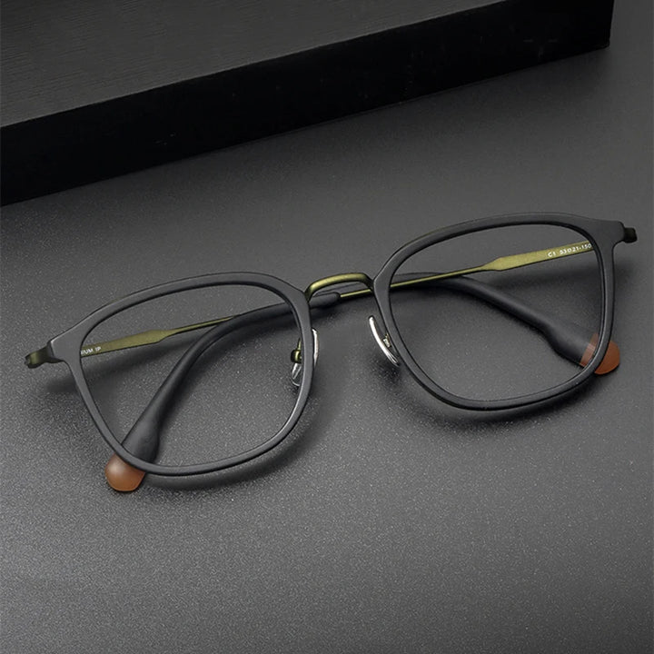 Black Mask Men's Full Rim Square Titanium Acetate Eyeglasses 366808