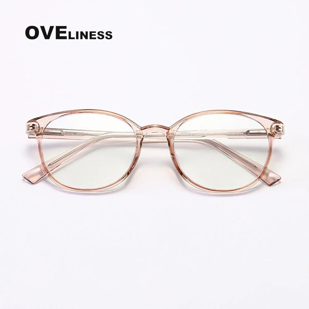 Oveliness Women's Full Rim Round Square Tr 90 Titanium Eyeglasses 398109