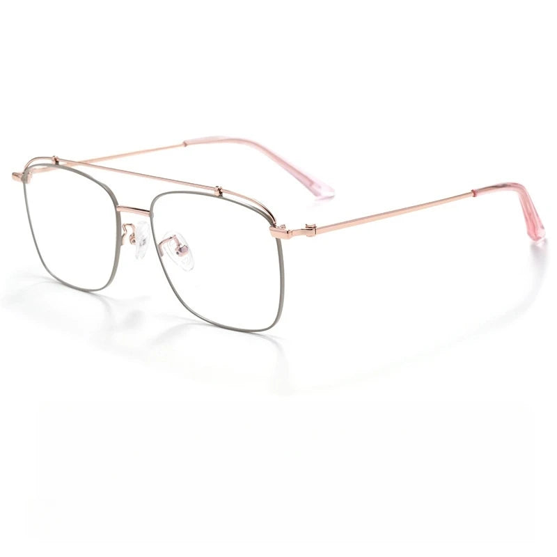 Yimaruili Women's Full Rim Square Double Bridge Titanium Eyeglasses 76007