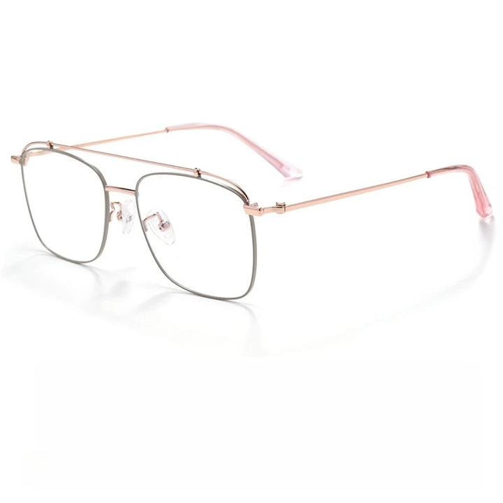 Yimaruili Women's Full Rim Square Double Bridge Titanium Eyeglasses 76007
