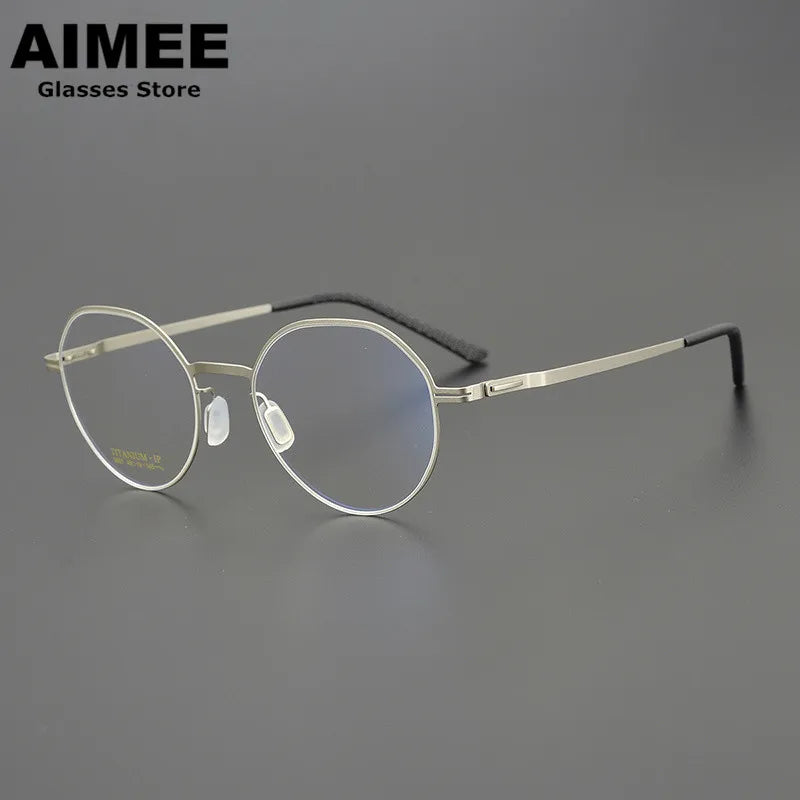 Aimee Unisex Full Rim Flat Top Round Stainless Steel Eyeglasses 13219 Full Rim Aimee   