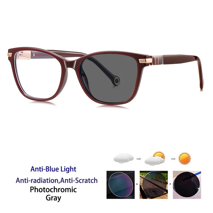 Kocolior Women's Full Rim Square Cat Eye Acetate Photochromic Reading Glasses 512221