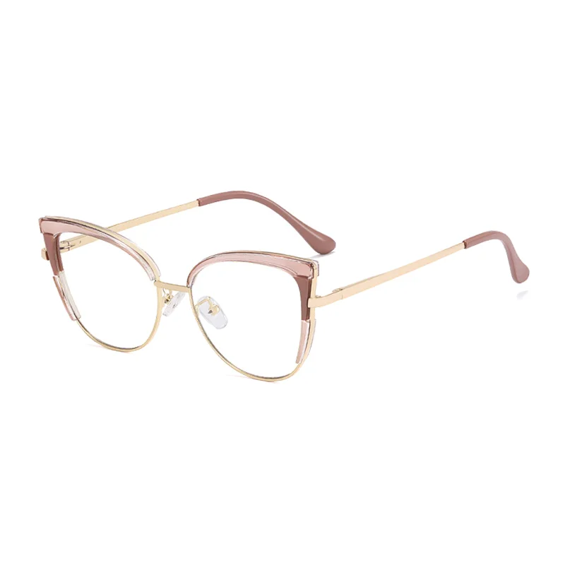 Ralferty Women's Full Rim Square Cat Eye Tr 90 Alloy Eyeglasses R7697 Full Rim Ralferty C7 Clear Brown CHINA 