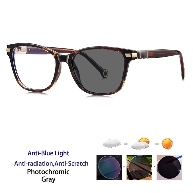 Kocolior Women's Full Rim Square Cat Eye Acetate Photochromic Reading Glasses 512221