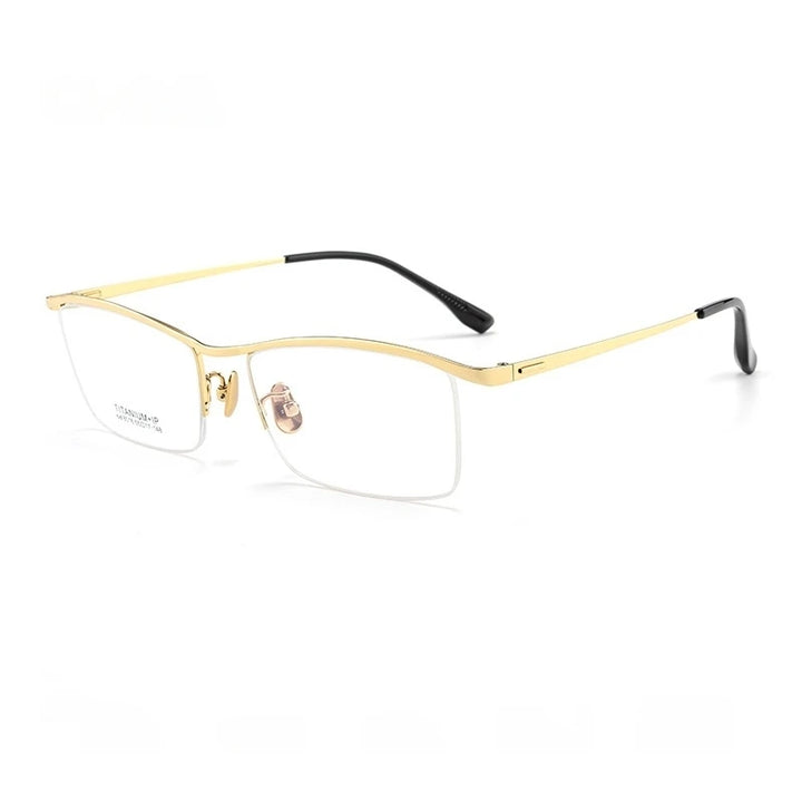 Yimaruili Men's Semi Rim Square Brow Line Titanium Eyeglasses 80161