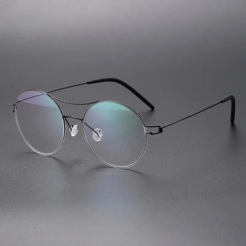 Bobbie 820241 Unisex Double Bridge Full Rim Round Titanium Frames FuzWeb