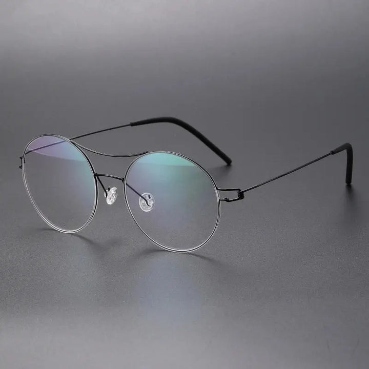 Bobbie 820241 Unisex Double Bridge Full Rim Round Titanium Frames FuzWeb