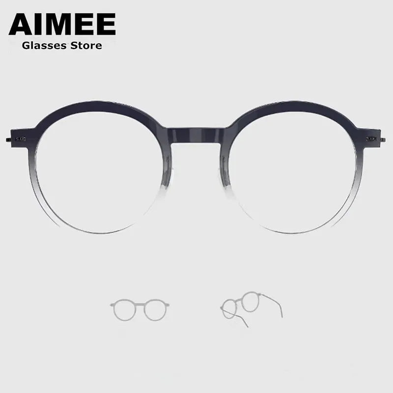 Aimee Women's Full Rim Round Titanium Acetate Eyeglasses 65864