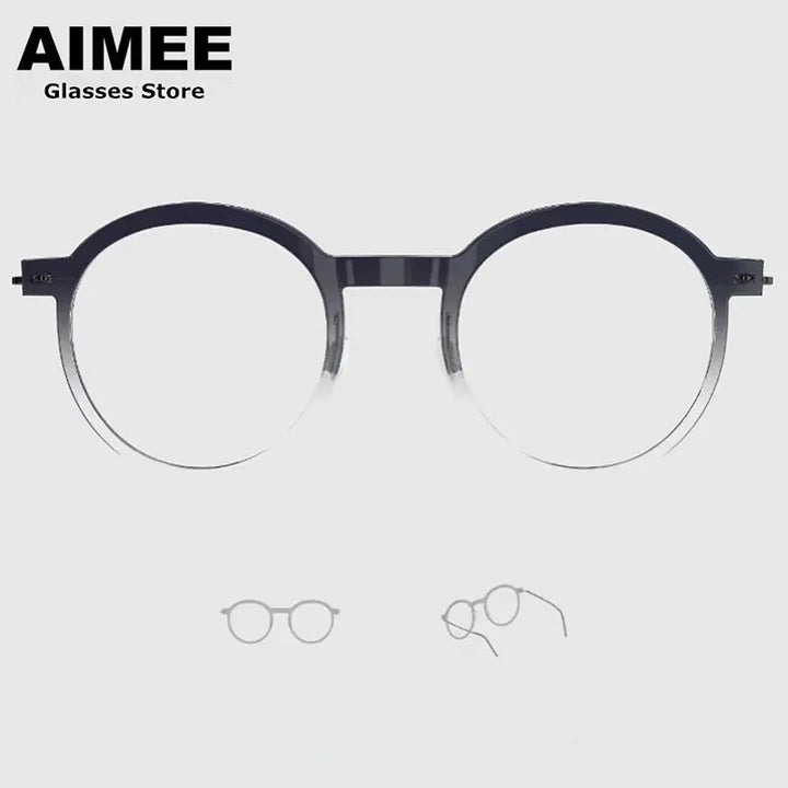 Aimee Women's Full Rim Round Titanium Acetate Eyeglasses 65864
