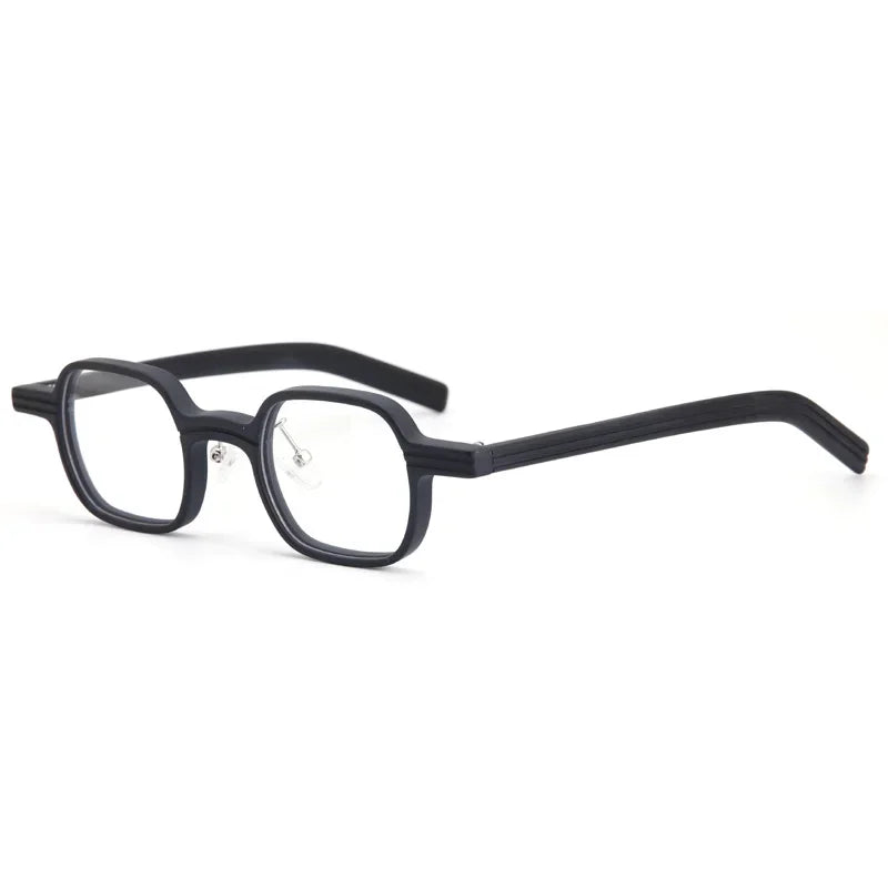 Aror Unisex Full Rim Square Acetate Titanium Eyeglasses 49410 Full Rim Aror black