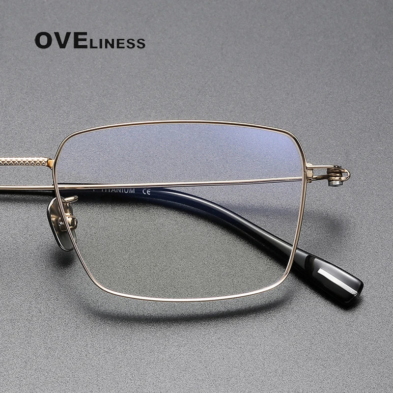 Oveliness Men's Full Rim Square Titanium Eyeglasses 80912 Full Rim Oveliness   