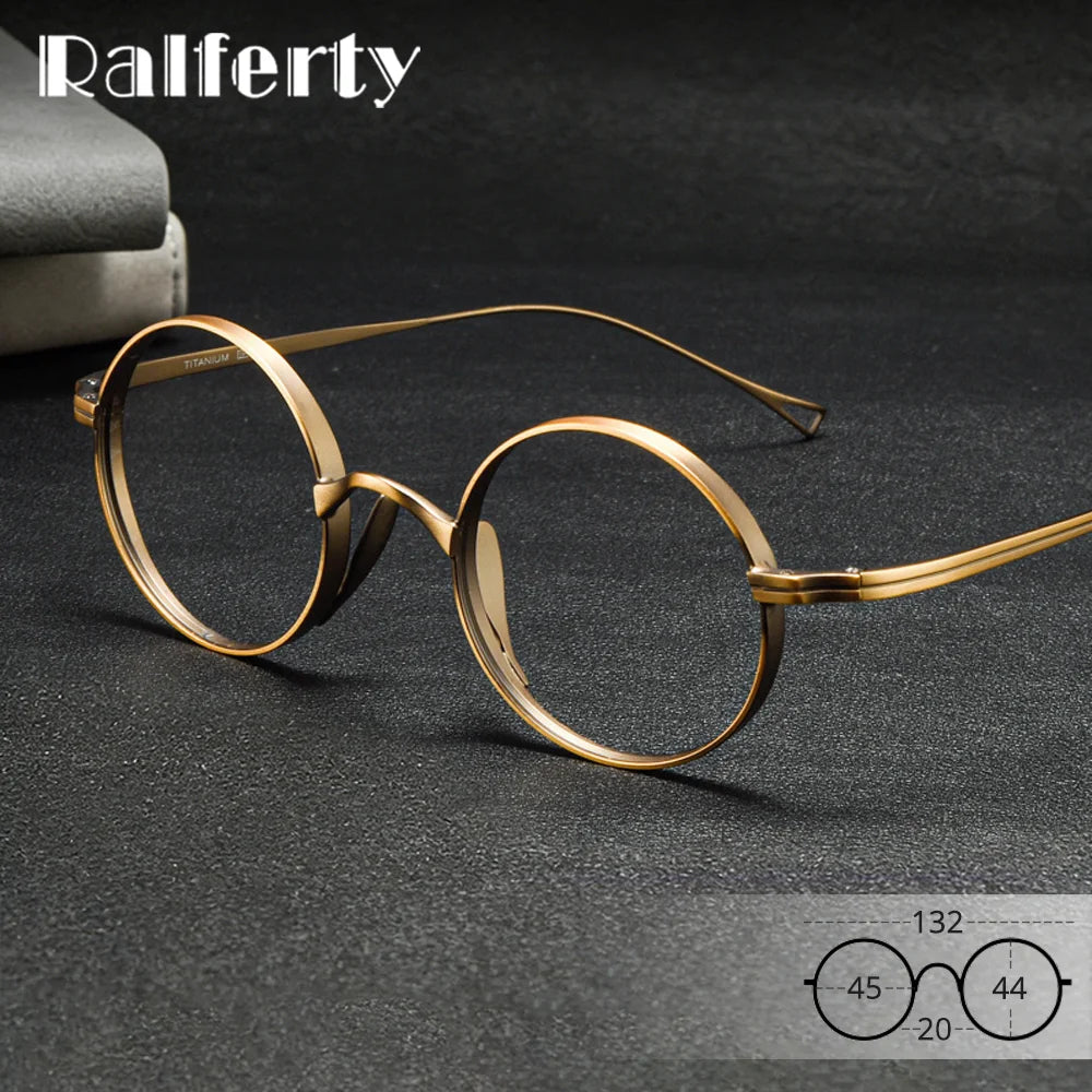 Ralferty Unisex Full Rim Round Titanium Prescription Eyeglasses X10518