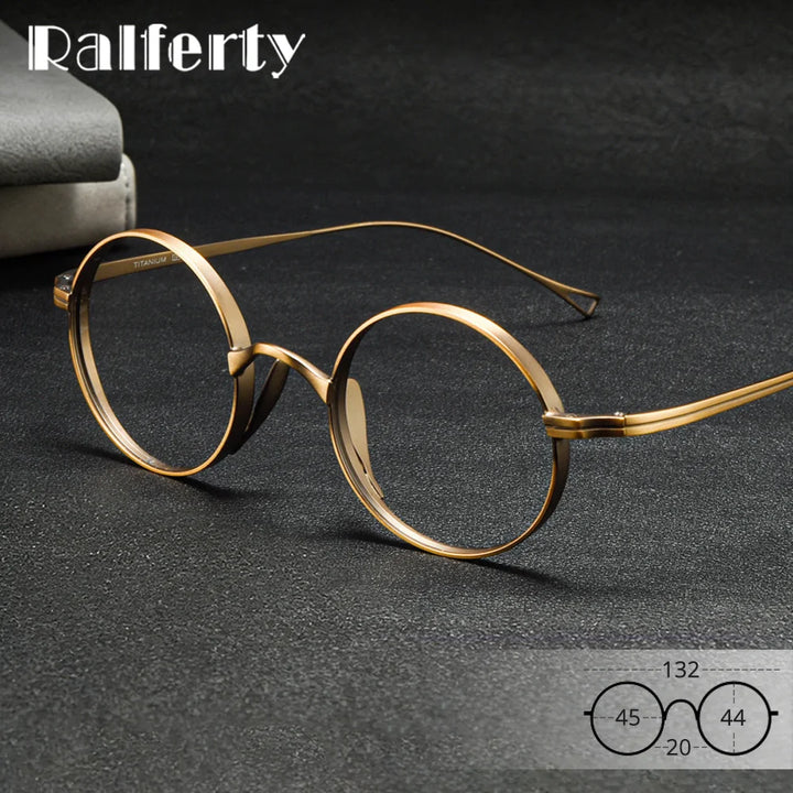 Ralferty Unisex Full Rim Round Titanium Prescription Eyeglasses X10518