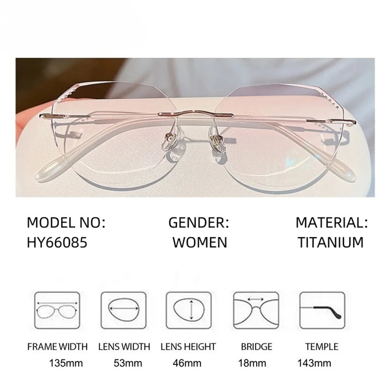 Summer Flower Women's Rimless Oval Square Titanium Eyeglasses 666085