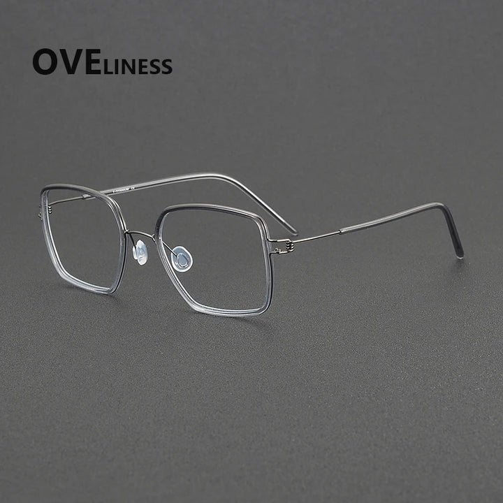 Oveliness Women's Full Rim Polygon Acetate Titanium Eyeglasses 381046