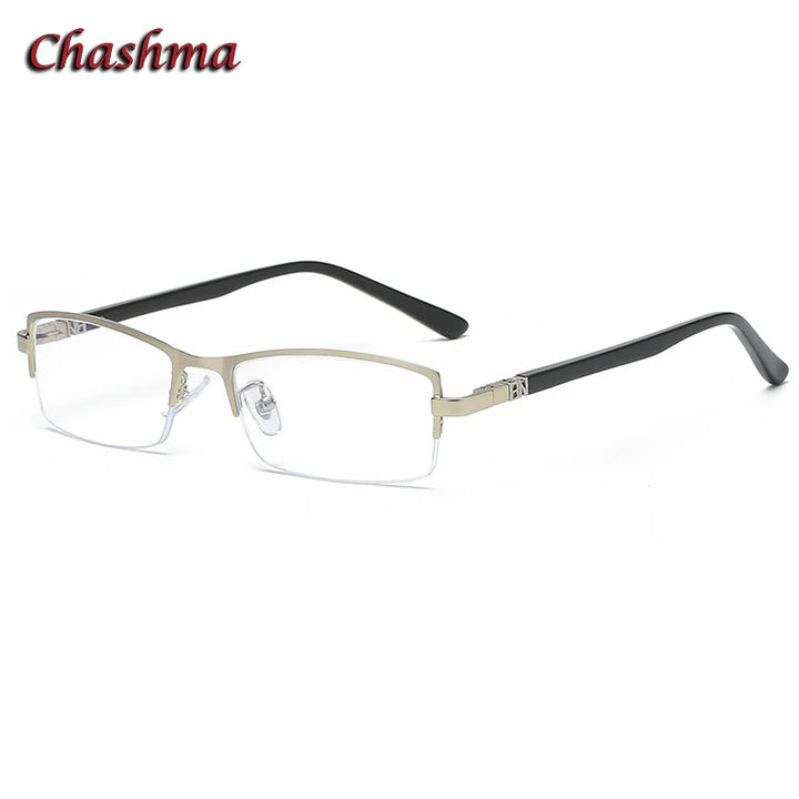 Chashma Ochki Men's Semi Rim Square Alloy Eyeglasses 9036 Semi Rim Chashma Ochki Silver  