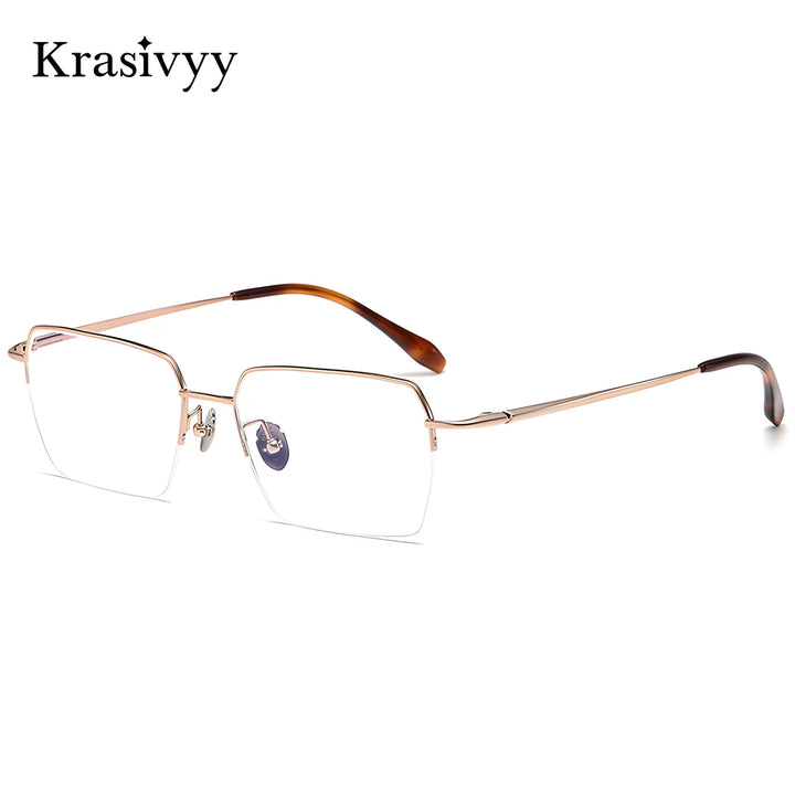 Krasivyy Men's Semi Rim Big Flat Top Square Titanium Eyeglasses 316889
