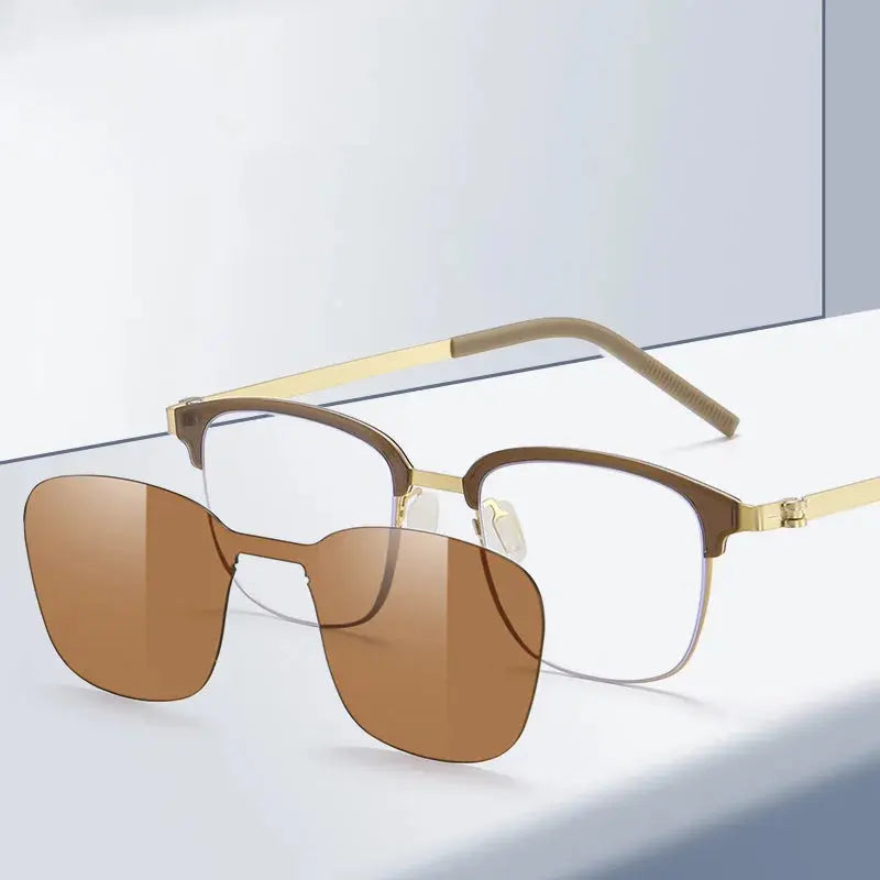 Gmei 790377 Unisex Full Rim Square Steel Frames Clip On Sunglasses FuzWeb