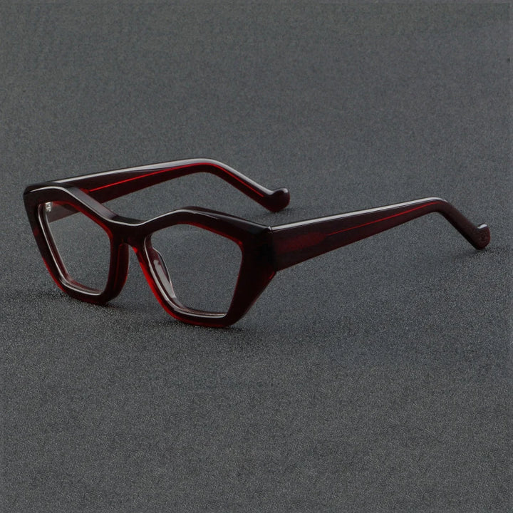 Hewei Unisex Full Rim Square Cat Eye Thick Acetate Eyeglasses 882214 Full Rim Hewei red  