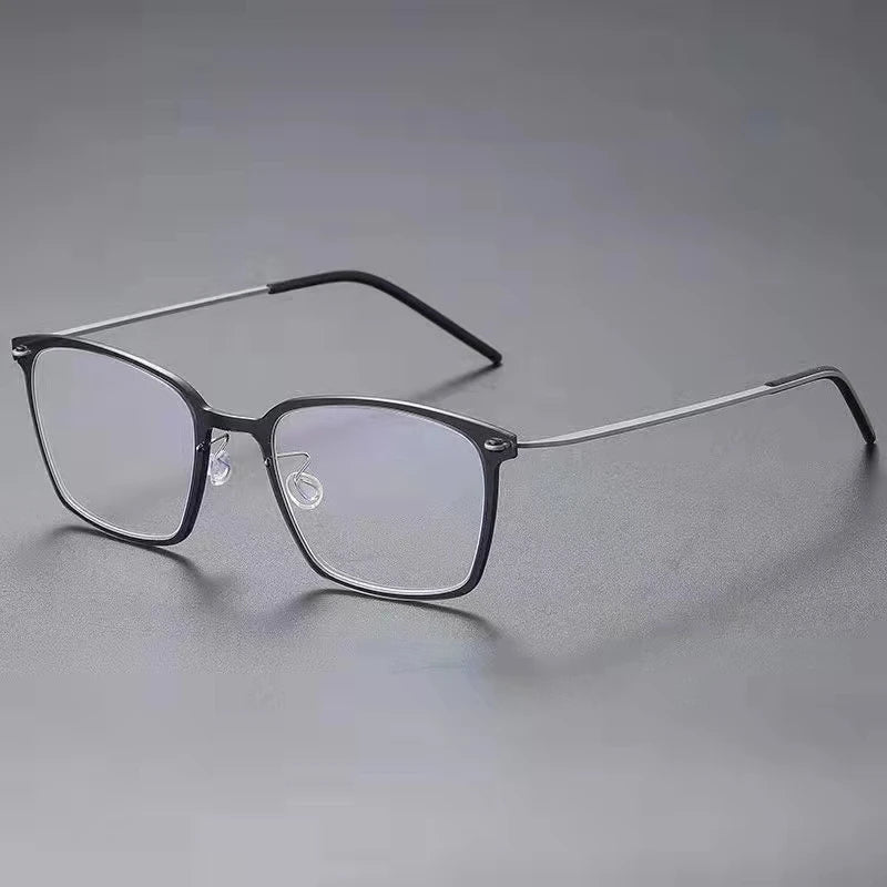 Aimee Men's Full Rim Square Screwless Titanium Eyeglasses 6536 Full Rim Aimee Grey-Gun  