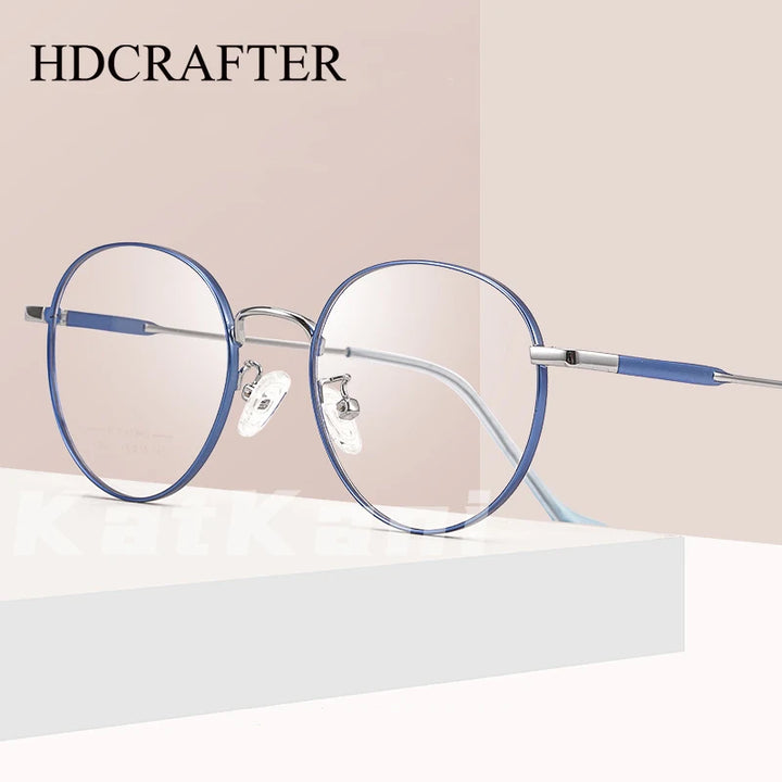 Hdcrafter Unisex Full Rim Round Titanium Alloy Eyeglasses Ac0171 Full Rim Hdcrafter Eyeglasses   