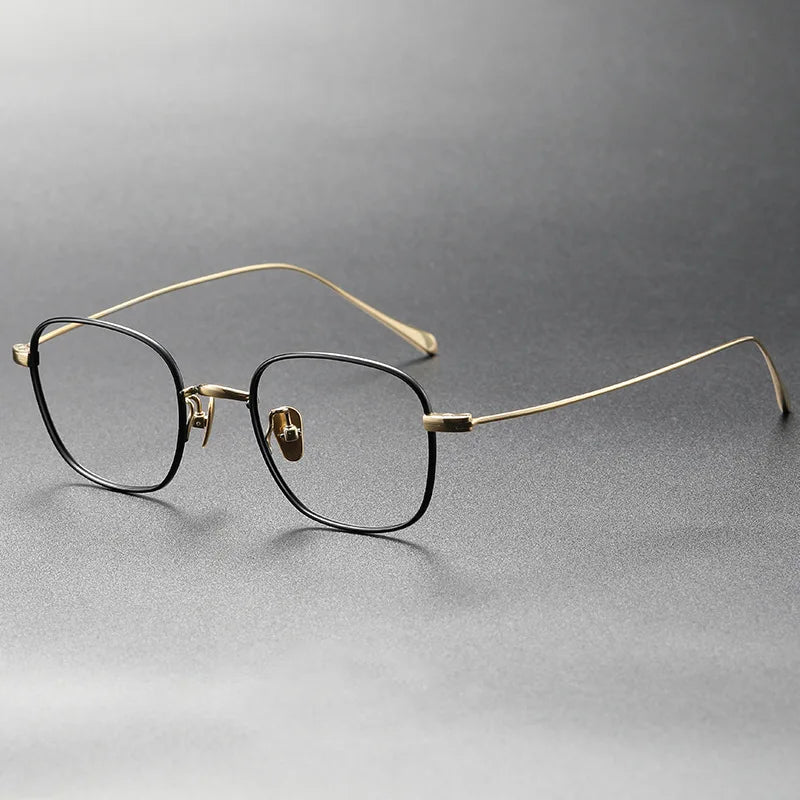 Aimee Unisex Full Rim Square Titanium Eyeglasses 19199 Full Rim Aimee Black-Golden  