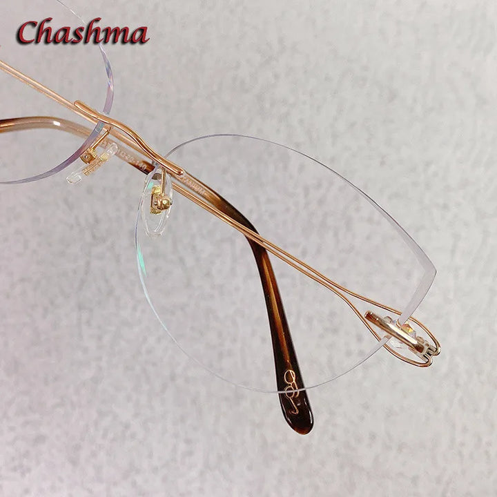 Chashma Ochki Women's Rimless Cat Eye Titanium Eyeglasses 1337 Rimless Chashma Ochki   