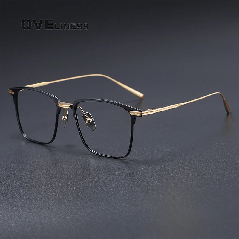 Oveliness Men's Full Rim Square Titanium Eyeglasses 41446