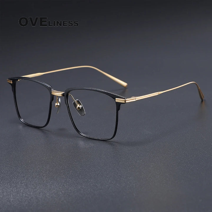 Oveliness Men's Full Rim Square Titanium Eyeglasses 41446