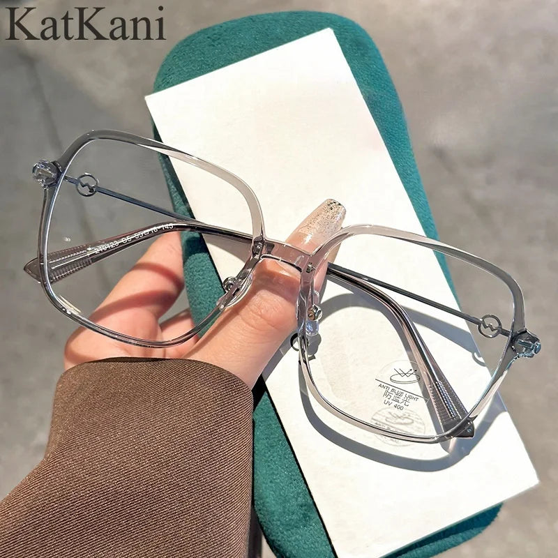 KatKani Womens Full Rim Large Square Titanium Eyeglasses 210123 Full Rim KatKani Eyeglasses   
