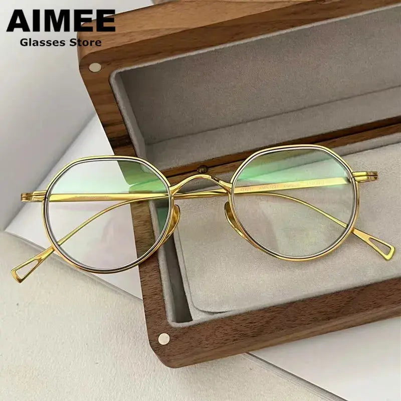 Aimee Women's Full Rim Flat Top Oval Titanium Eyeglasses 481231 FuzWeb