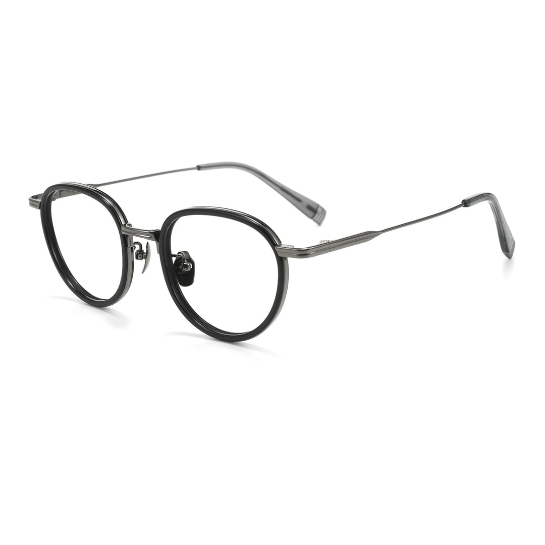 Black Mask Unisex Full Rim Round Titanium Eyeglasses BM-KJ20