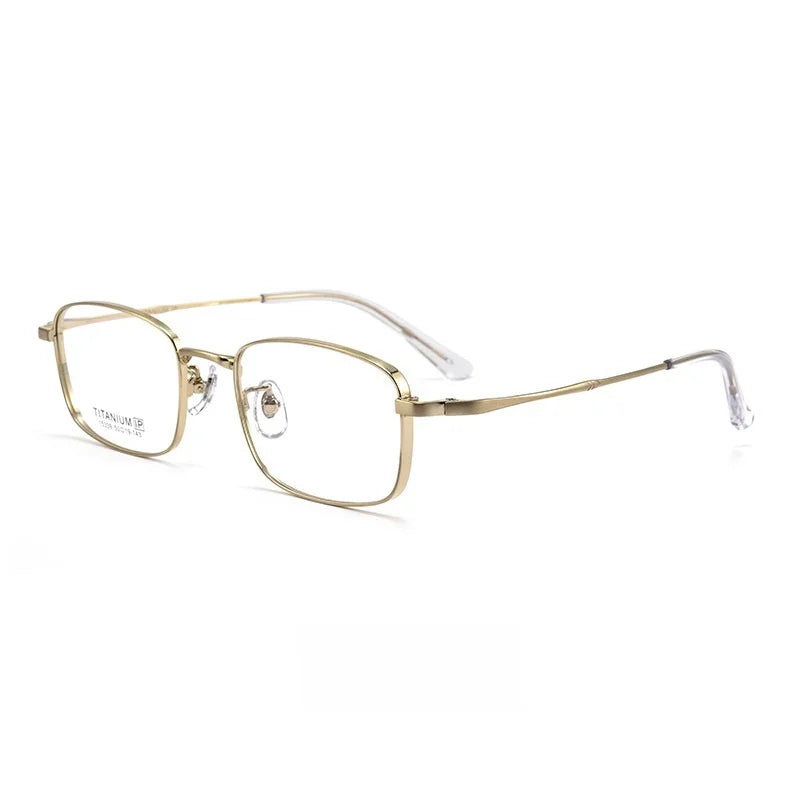 Hdcrafter Men's Full Rim Big Square Titanium Eyeglasses 15339 Full Rim Hdcrafter Eyeglasses Gold  