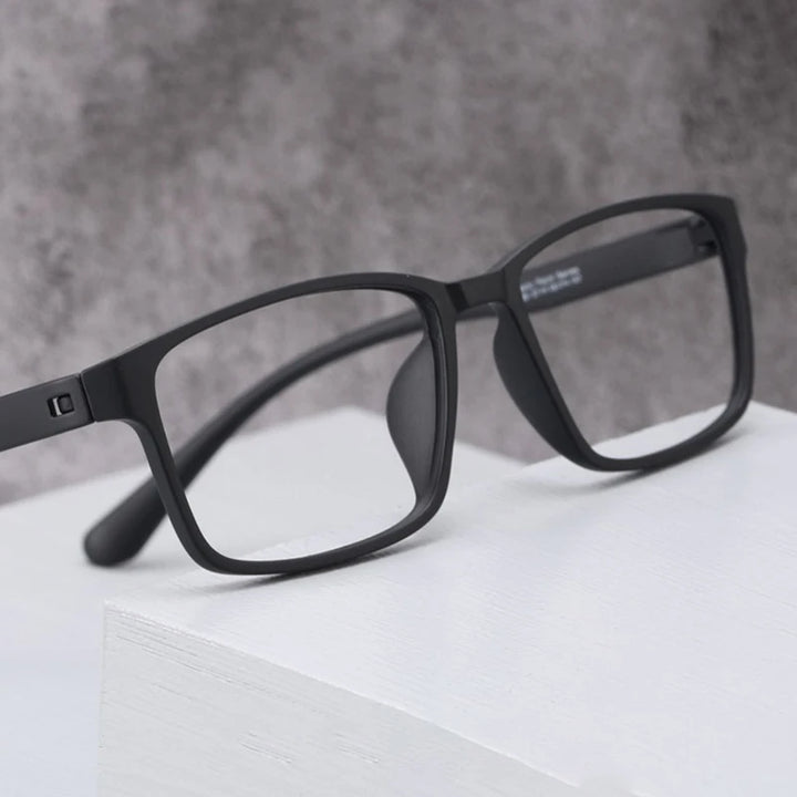 Cubojue Unisex Full Rim Big Square Tr 90 Titanium Reading Glasses 43155