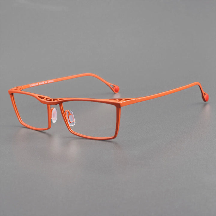 Muzz Men's Full Rim Square Brow Line Titanium Eyeglasses 1212 Full Rim Muzz Orange  