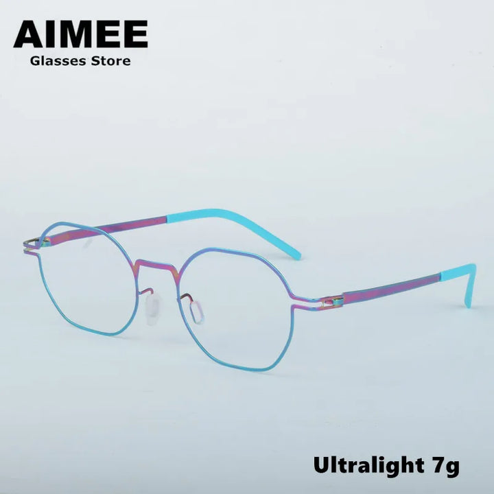 Aimee Women's Full Rim Polygon Oval Screwless Steel Eyeglasses 13546 Full Rim Aimee   