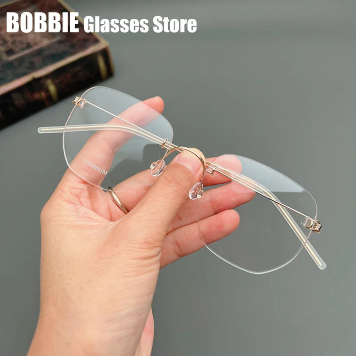 Bobbie Women's Rimless Polygon Square Titanium Eyeglasses 358693